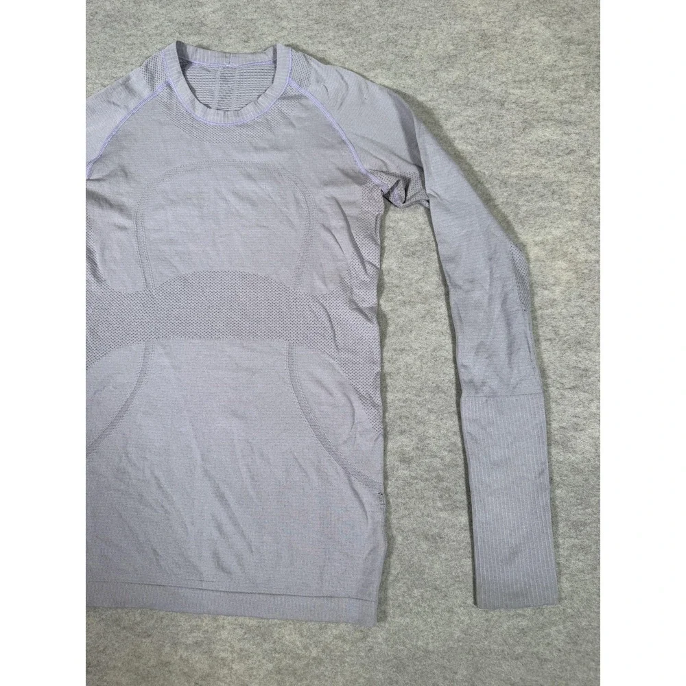 Lululemon Swiftly Tech Shirt Womens 6 Gray Long Sleeve Thumbholes Run Yoga